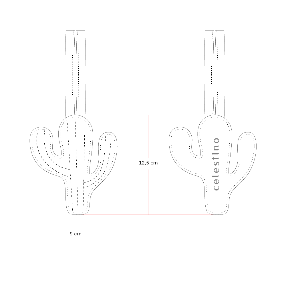 Tamaño de Charm Llavero Cactus