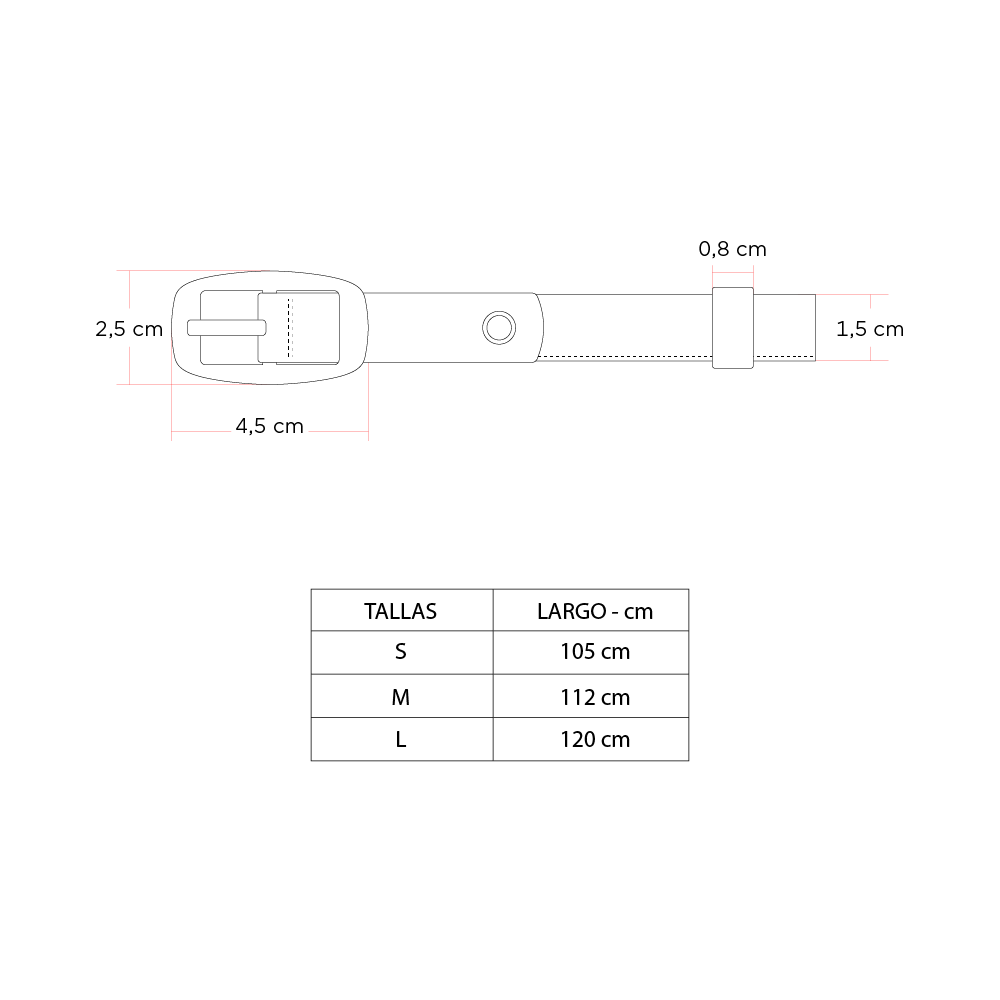 Tamaño de Cinturón Miel