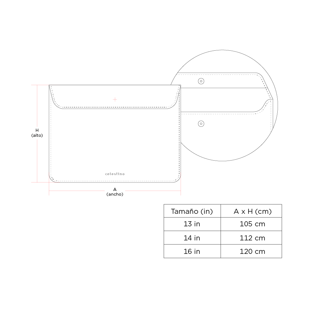 Tamaño de Sobre de Cuero Oliva